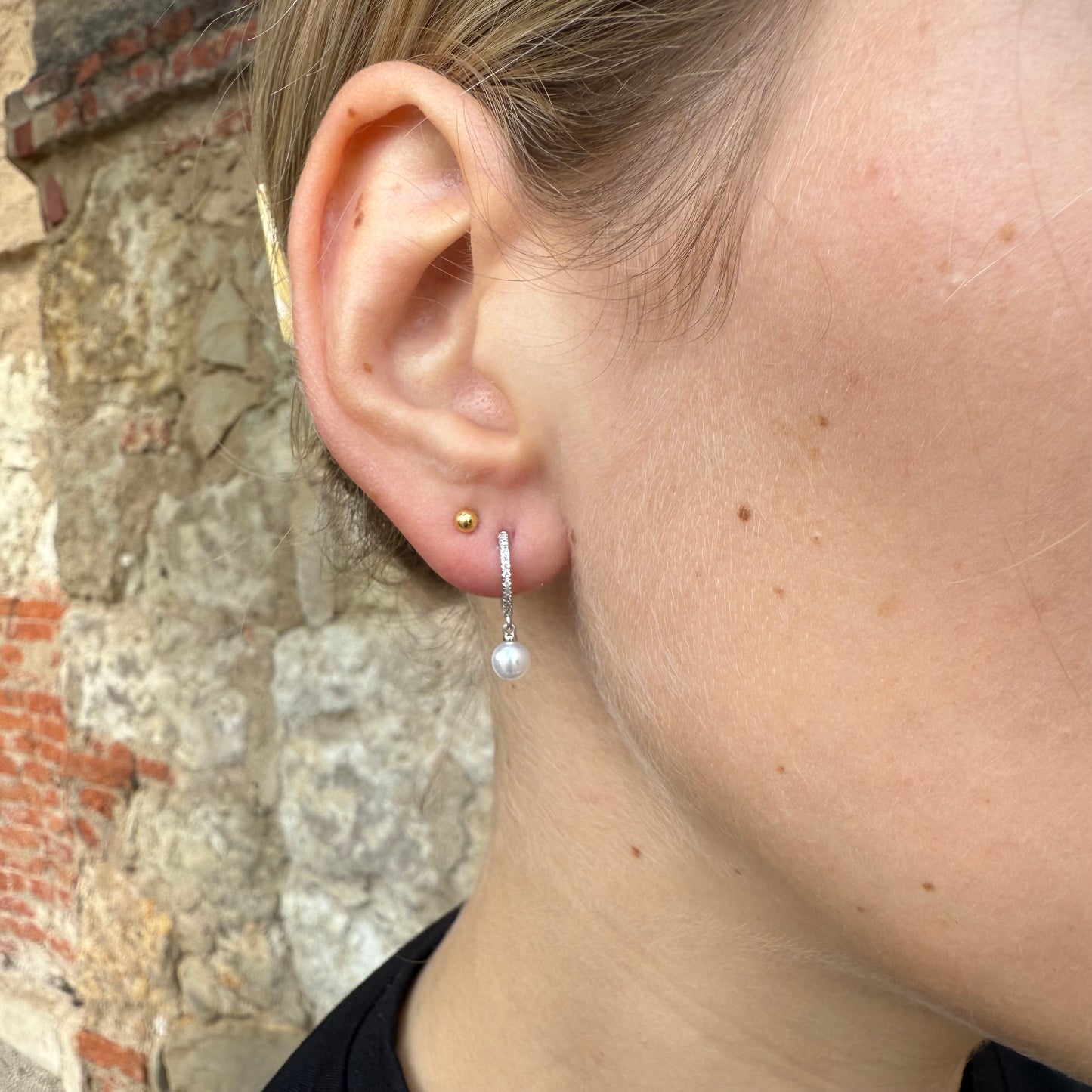 Creolen Perle / Silber