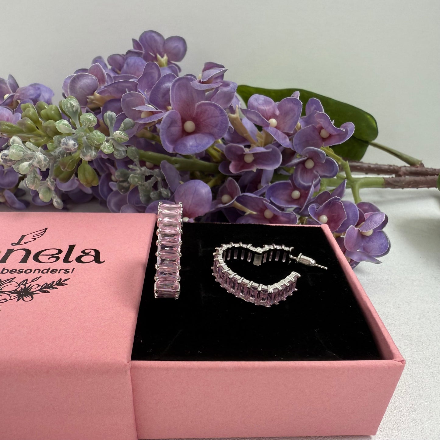 Ohrringe / Crystal Herz (Silber/Rosa)
