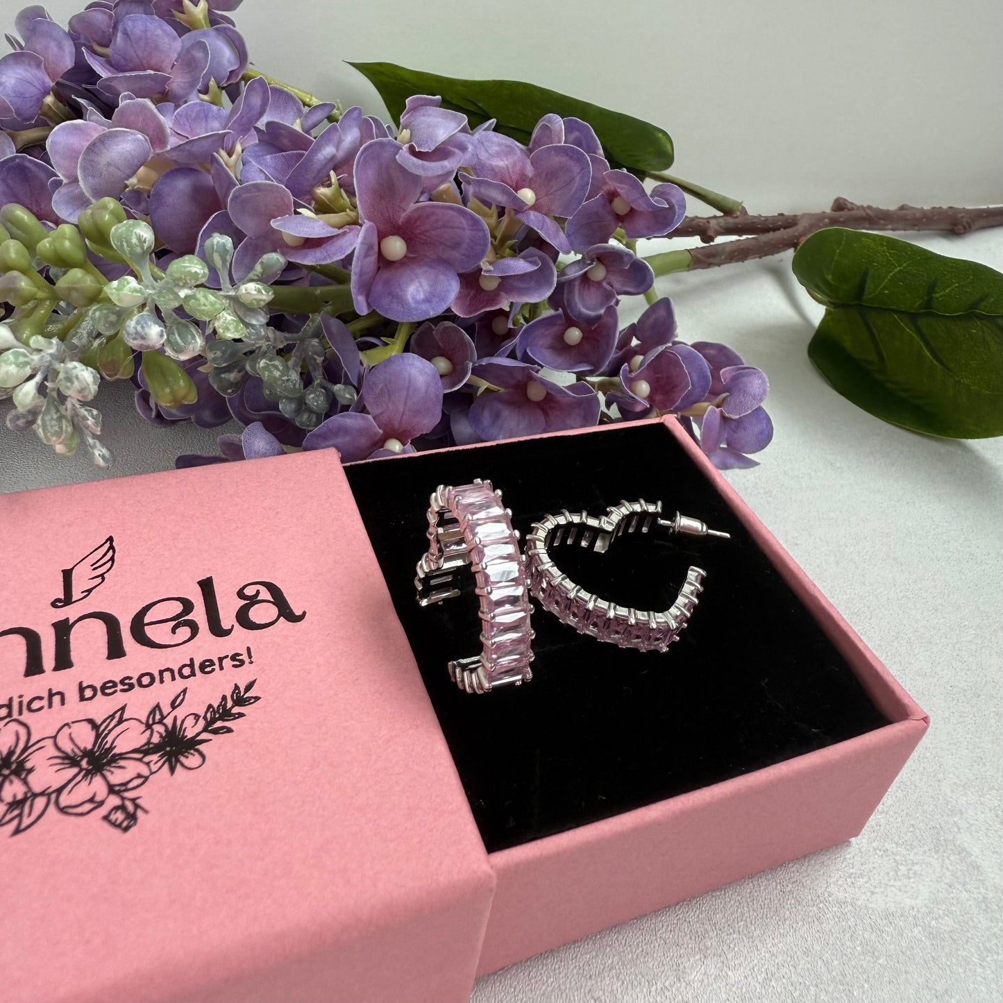Ohrringe / Crystal Herz (Silber/Rosa)