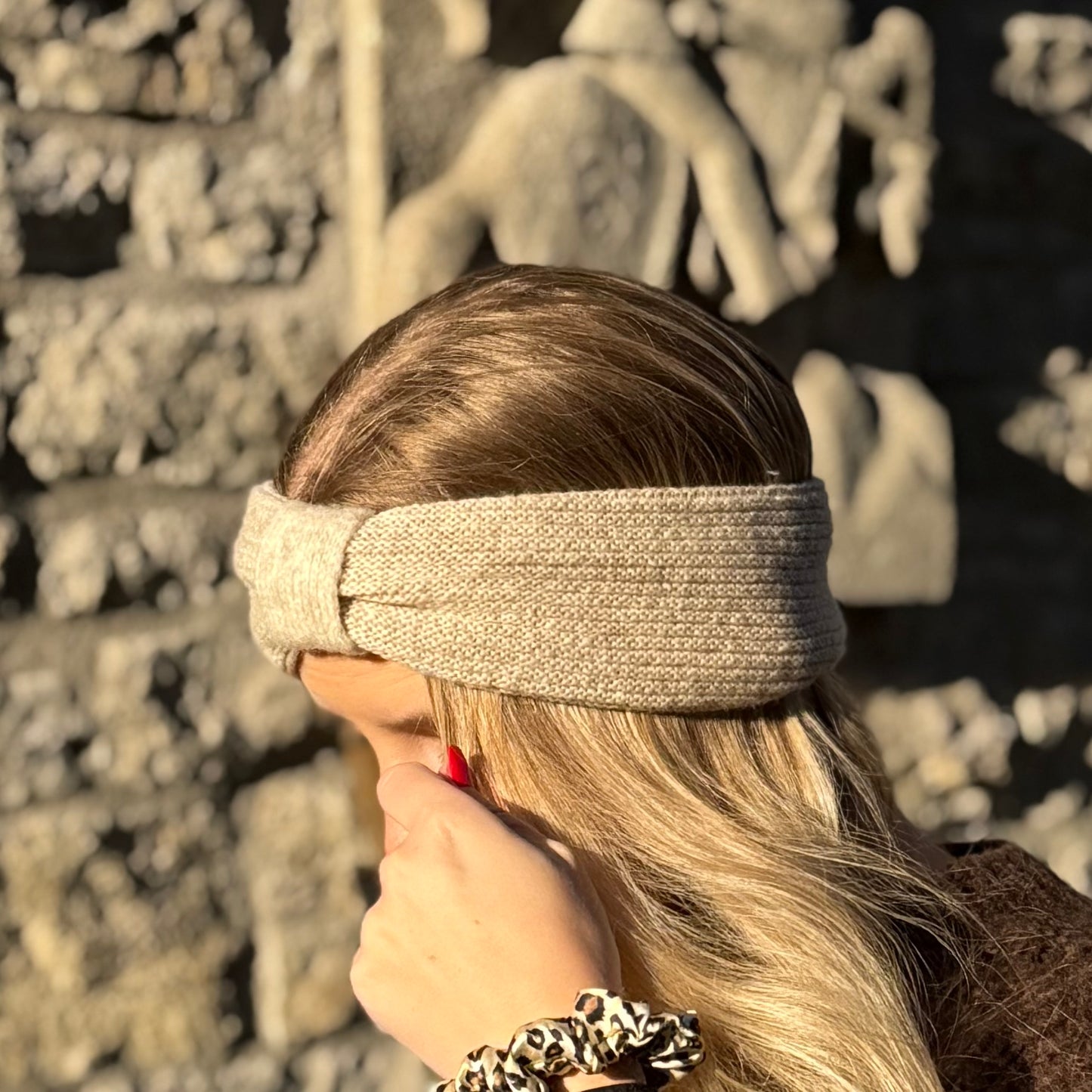 Stirnband / Beige Schleife