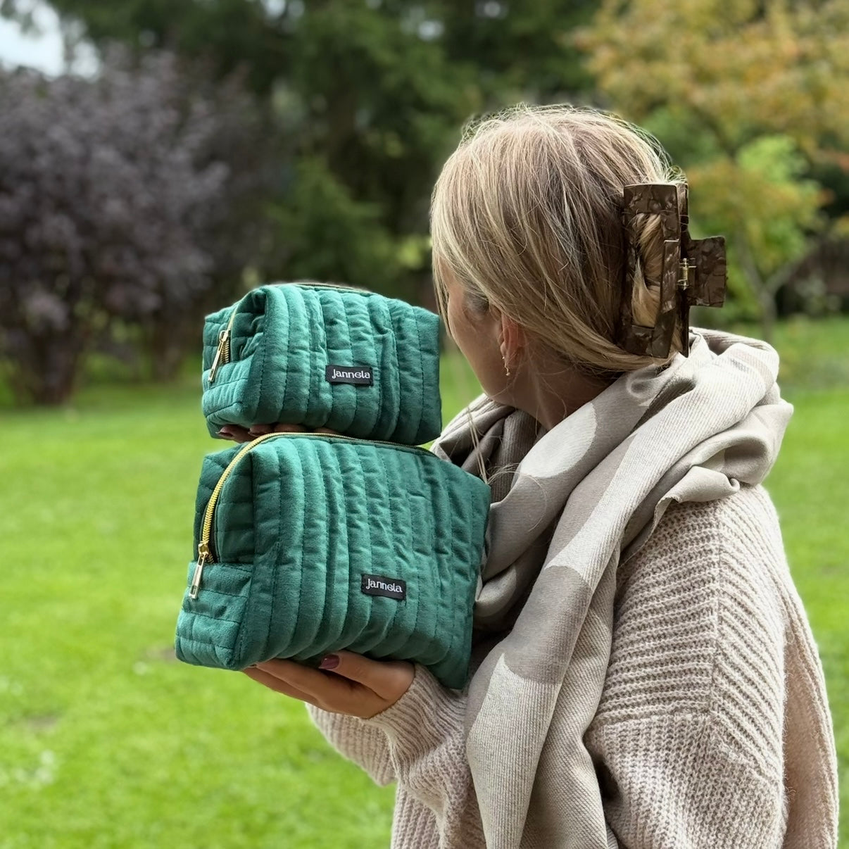 Kosmetiktasche / Golden Green L