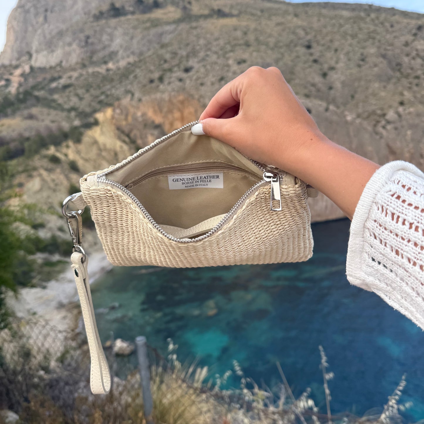 Bast Clutch / Weiß