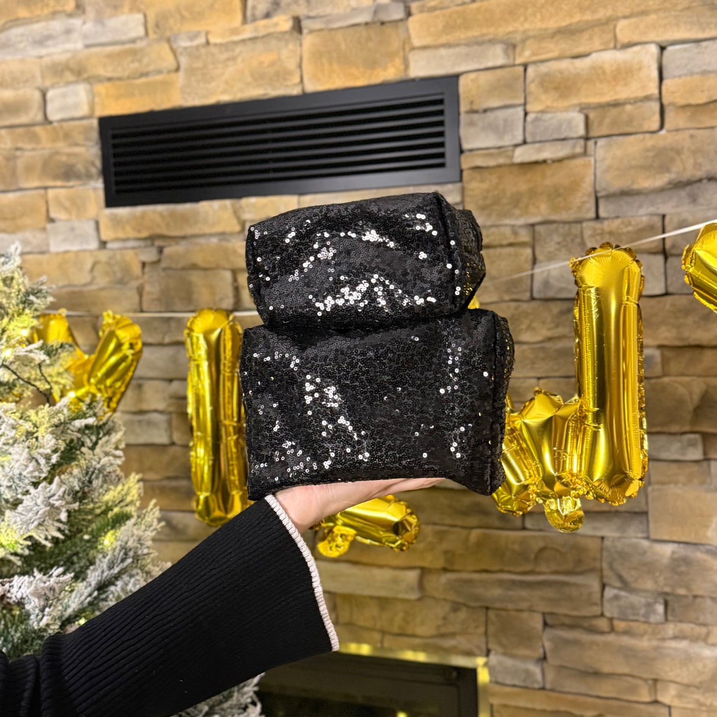 Kosmetiktasche / BlackGlitter L