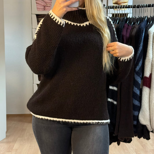 Pullover / DunkelbraunBeige