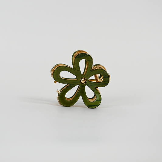 Blume Metall Haarklammer / Green