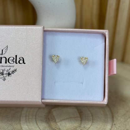 Ohrringe / Herz Strass Gold