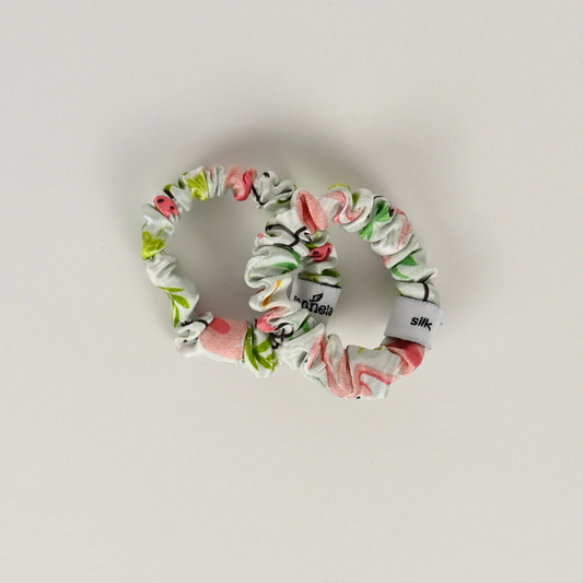 Silk Scrunchie 2er Set / PinkFlamingo Mini