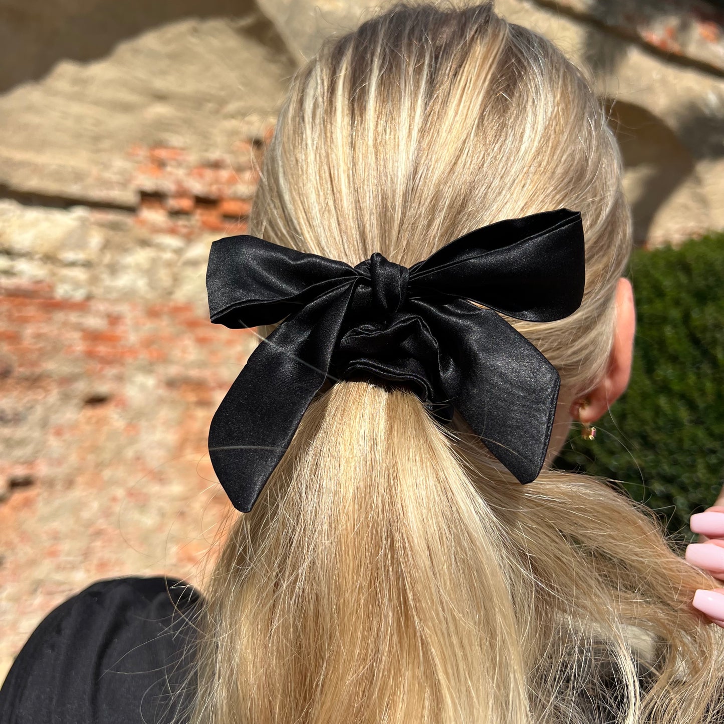 Schleife Silk Scrunchie / Blacky 2,5cm