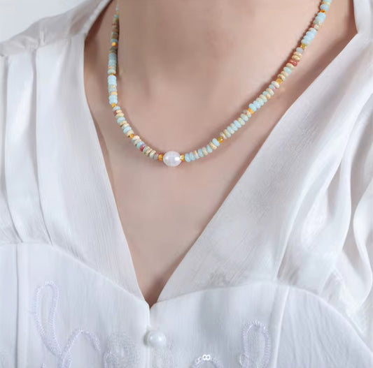 Kette / GoldenTürkis Pearl