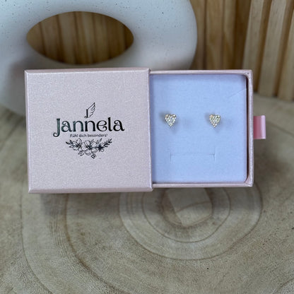 Ohrringe / Herz Strass Gold