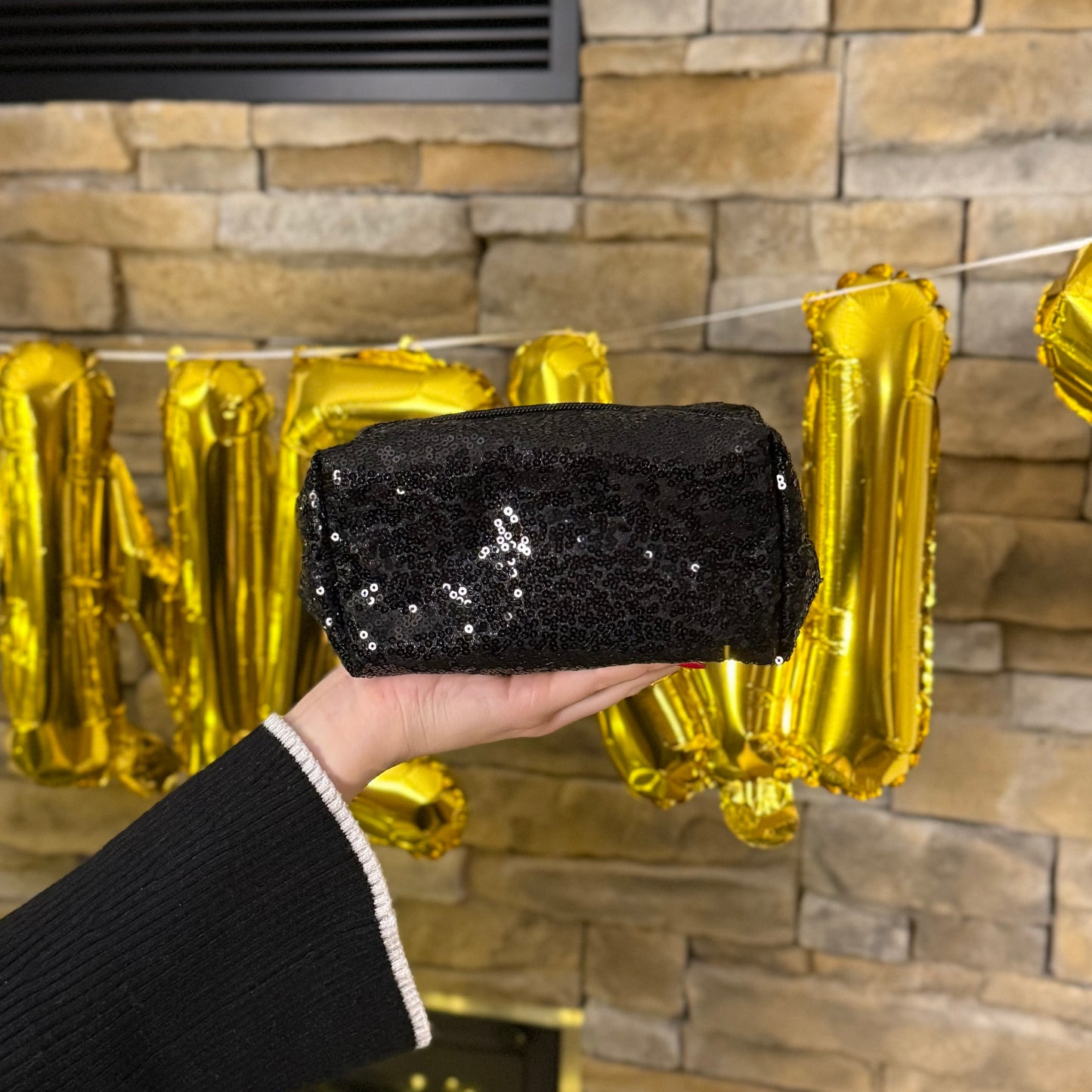 Kosmetiktasche / BlackGlitter M