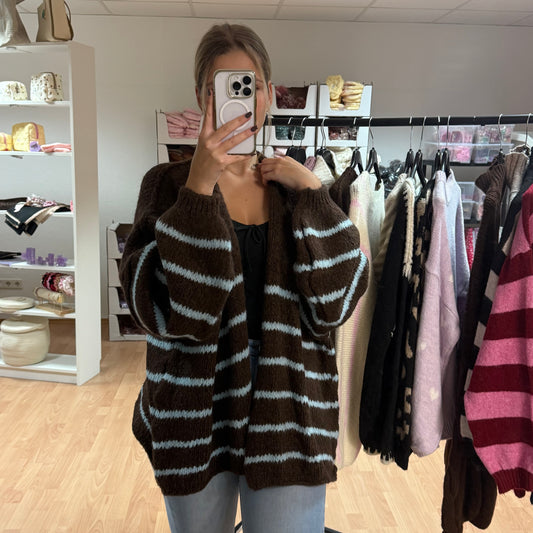 Strickjacke / BraunHellblau gestreift (2. Wahl)