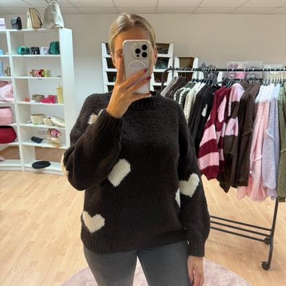 Pullover Herzen / BraunBeige