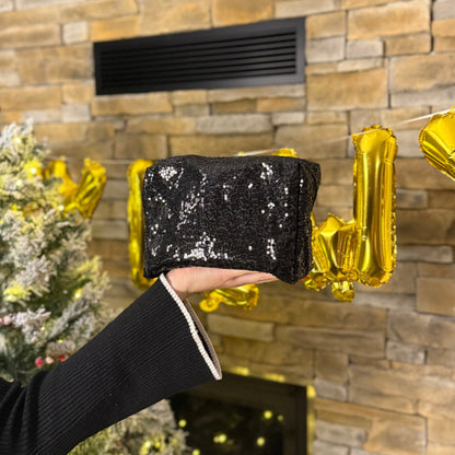 Kosmetiktasche / BlackGlitter L