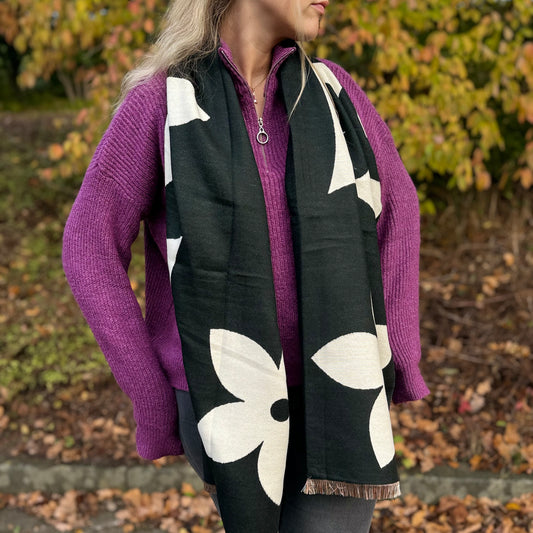 Soft Schal / Flower Schwarz