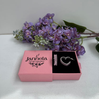 Ohrringe / Crystal Herz (Silber/Rosa)