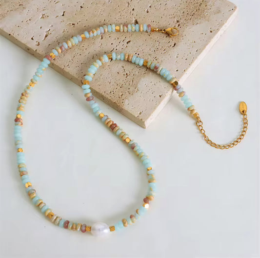 Kette / GoldenTürkis Pearl