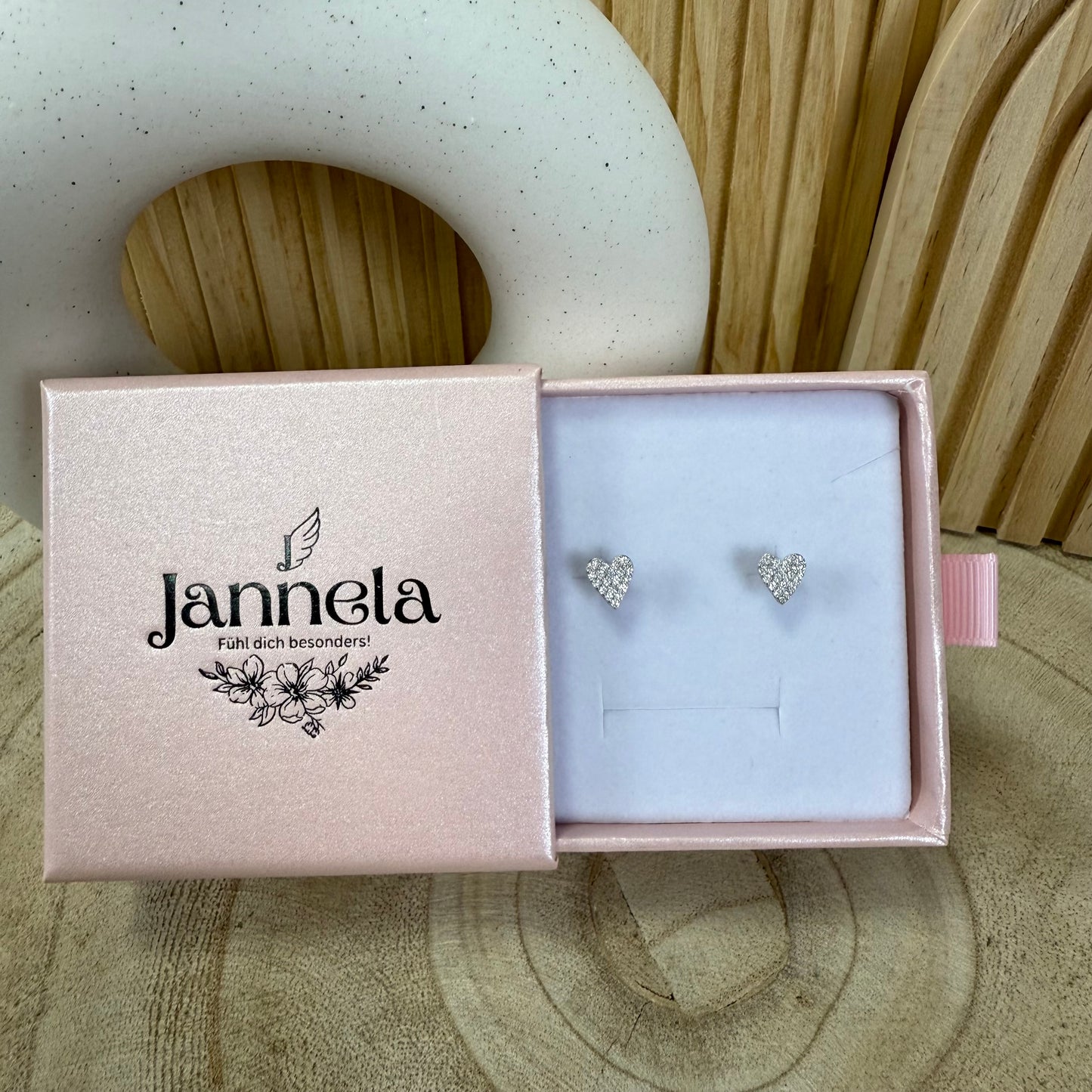 Ohrringe / Herz Strass Silber