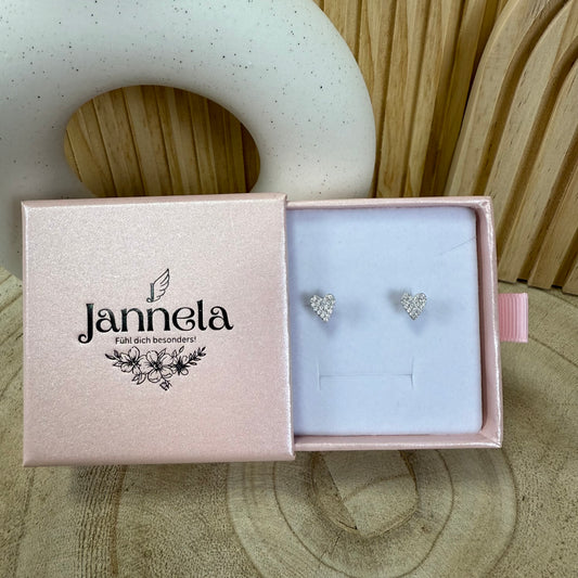 Ohrringe / Herz Strass Silber