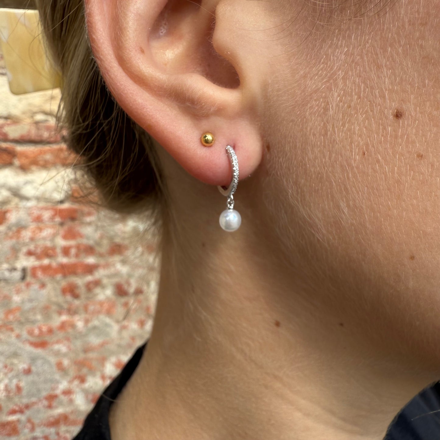 Creolen Perle / Silber