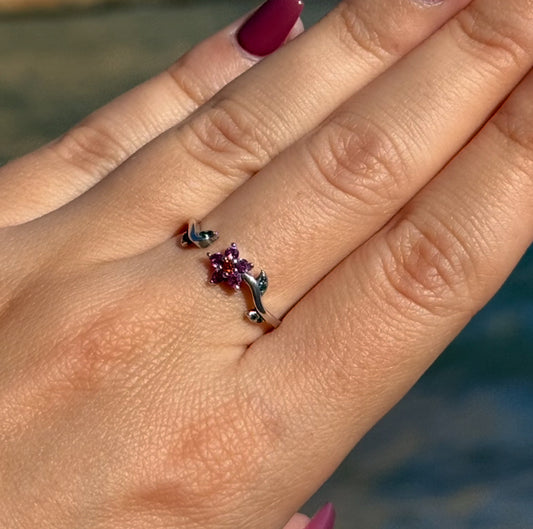 Ring / PinkFlower Silber