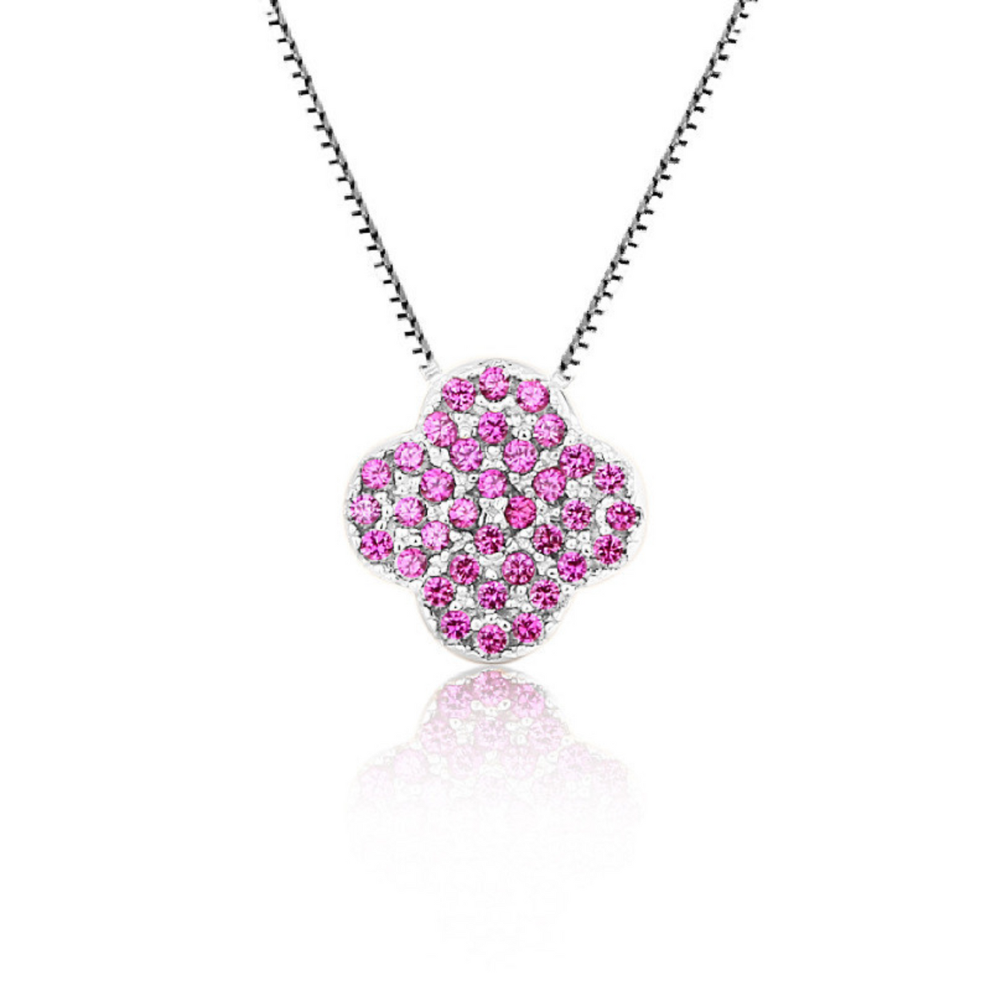 Kleeblatt Kette / Silber Double Glitzer