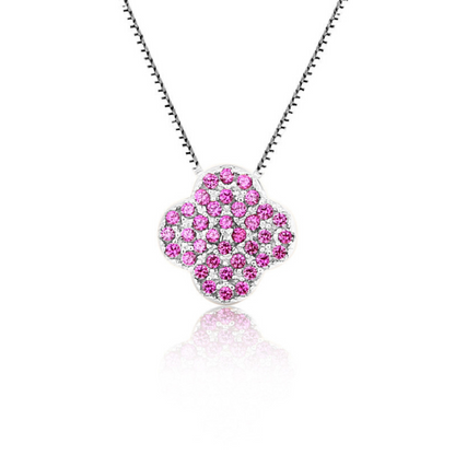Kleeblatt Kette / Silber Double Glitzer